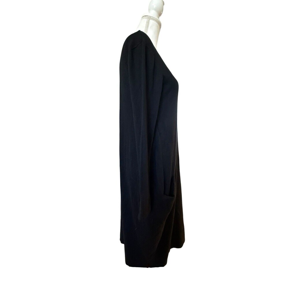 Meo Meli Black Cocoon Pocket Dress One Size Asymmetrical Hem Long Sleeve Boho - Picture 5 of 9